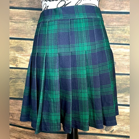 Other - Plaid Green &Blue Pleated Tennis Skirt